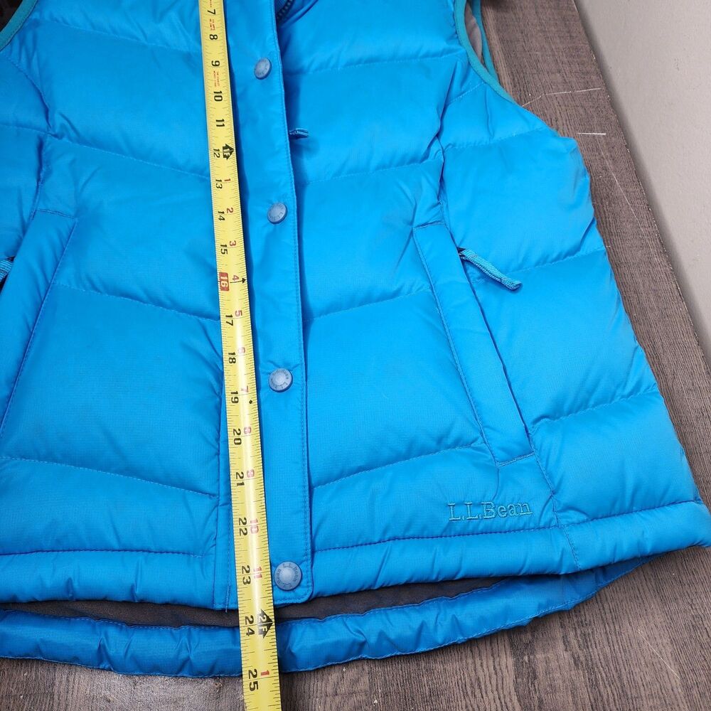 LL Bean Goose Down Puffer Vest Blue Womens Medium Athletic Gorpcore Zip Snap - Picture 14 of 16